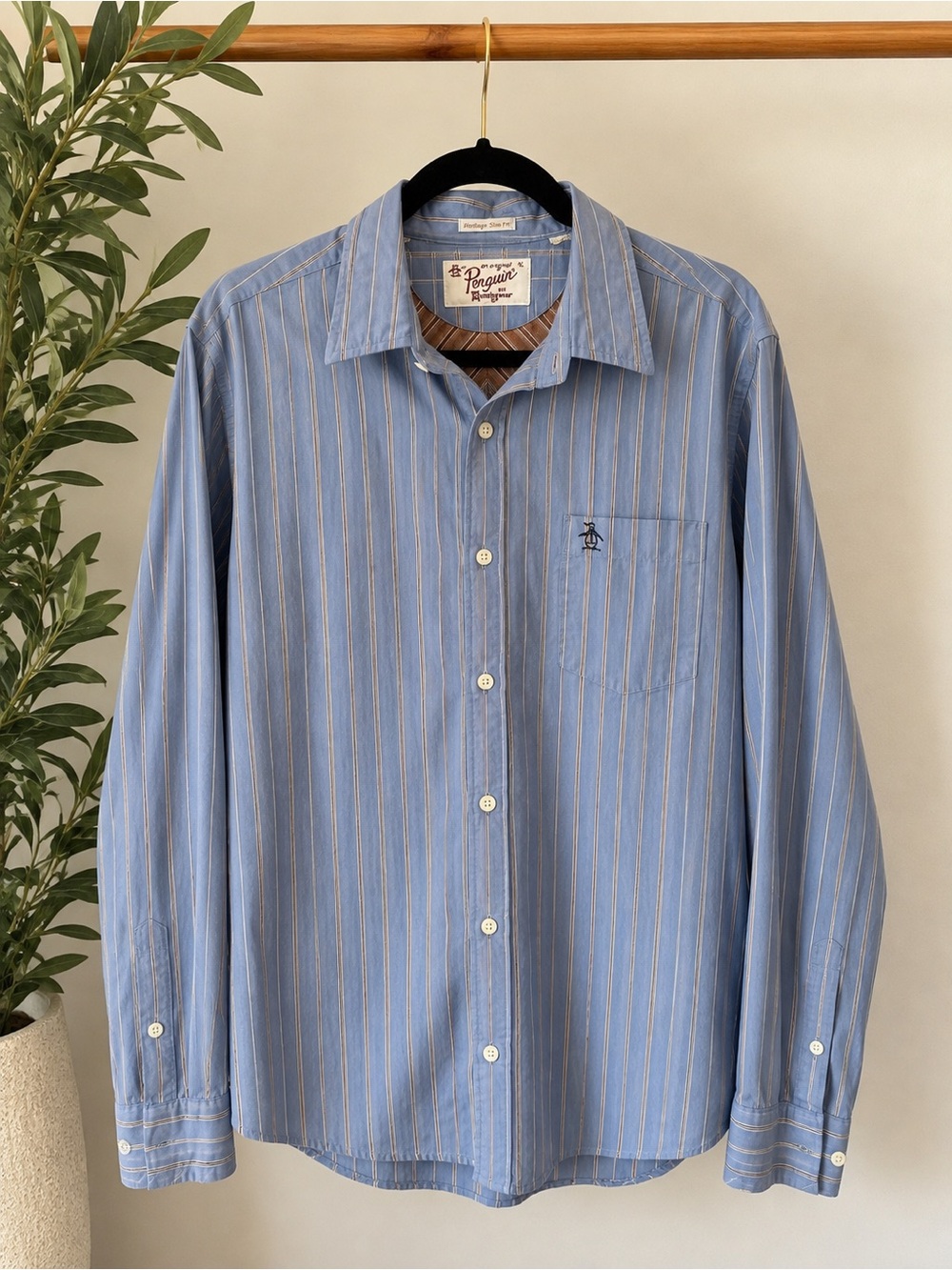 Original Penguin Heritage Slim Fit Striped Button Down Shirt